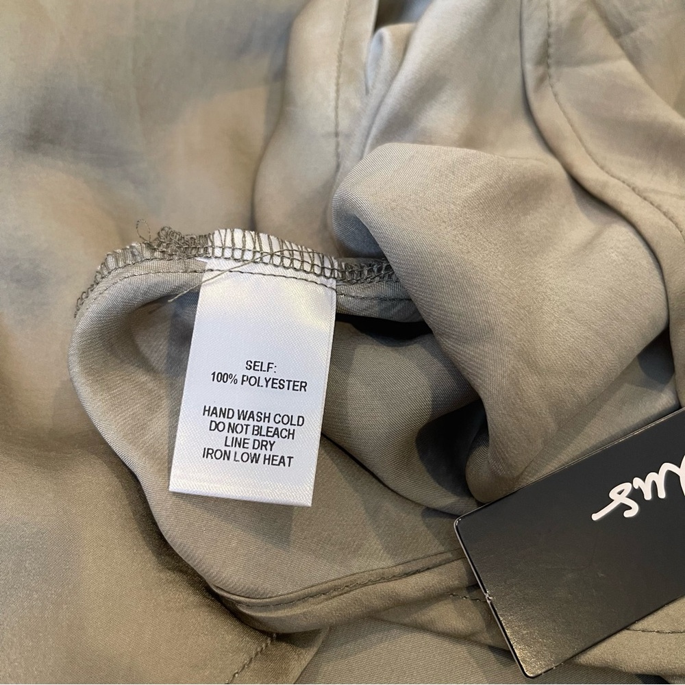 Lulus Joslin Olive Green Drape Neck T-Back Satin Top Size M - Picture 4 of 6